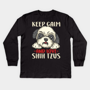 Owned By A Chinese Shih Tzu print for Dog Lovers Kids Long Sleeve T-Shirt